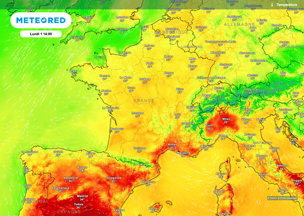 Une chaleur localement modérée sera présente l'après-midi, rien de comparable à l'épisode de fortes chaleurs voire de canicule. Une chaleur localement modérée sera présente l'après-midi, rien de comparable à l'épisode de fortes chaleurs voire de canicule.
