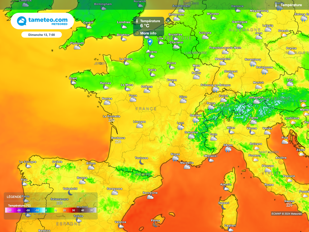 Fraîcheur sur la moitié nord de la France pour dimanche matin. Fraîcheur sur la moitié nord de la France pour dimanche matin.