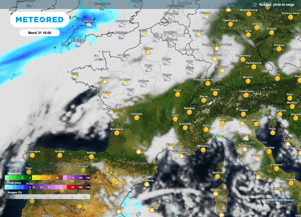 Un 31 décembre ensoleillé sur la moitié sud et est de la France.