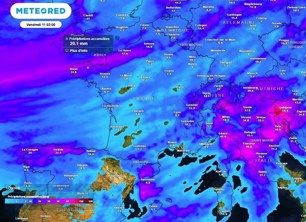Une perturbation traversera le pays entre mardi et mercredi, apportant des pluies plus consistantes au nord-ouest.