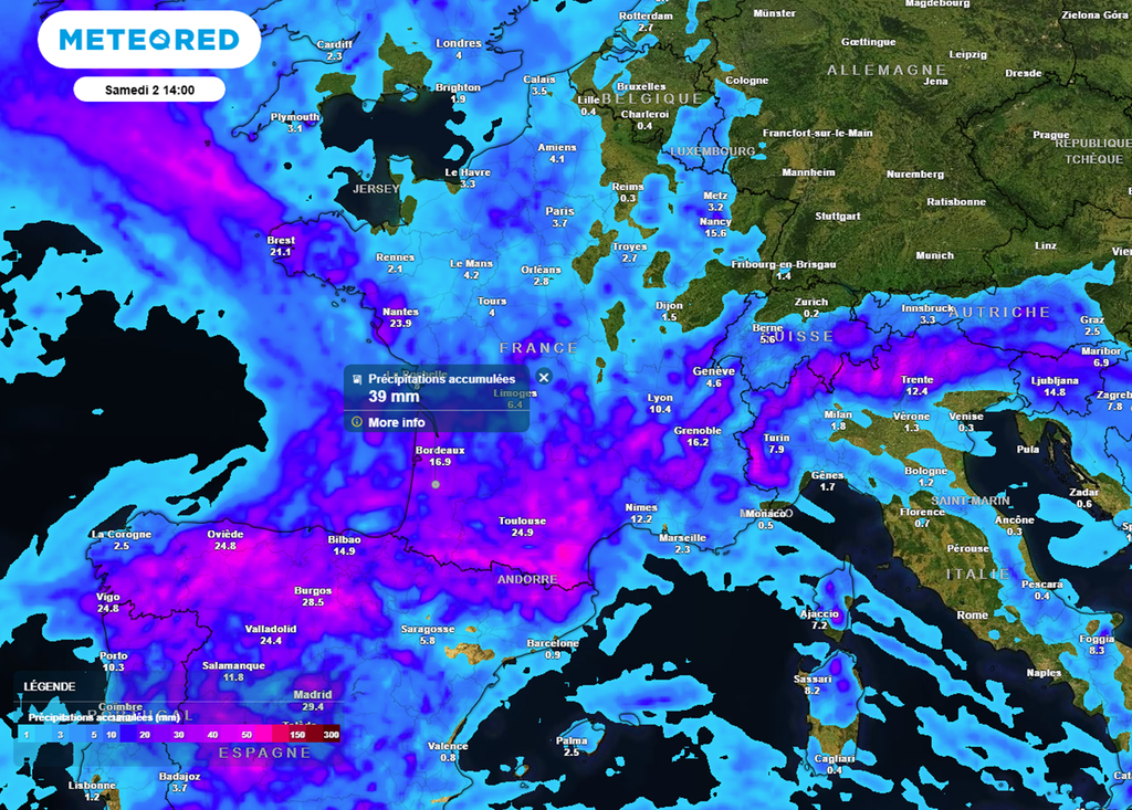 C'est dans l'ouest et le sud du pays où le risque de précipitations sera le plus marqué cette semaine.