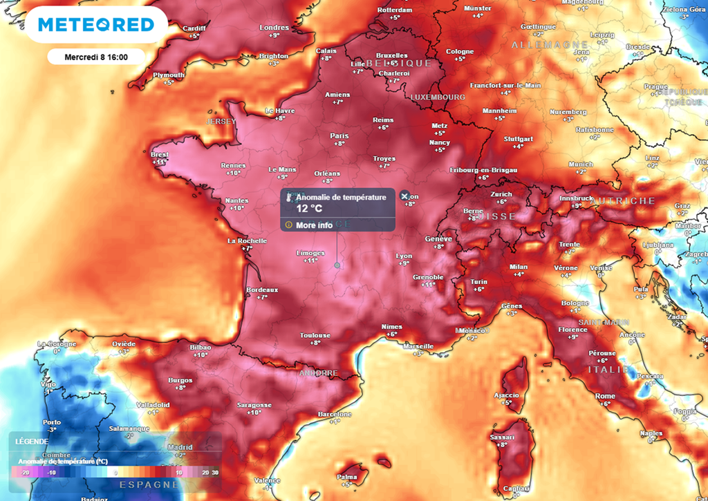 Jusqu'en milieu de semaine au moins, le mercure sera souvent situé plus de 10°C au-dessus des normales.