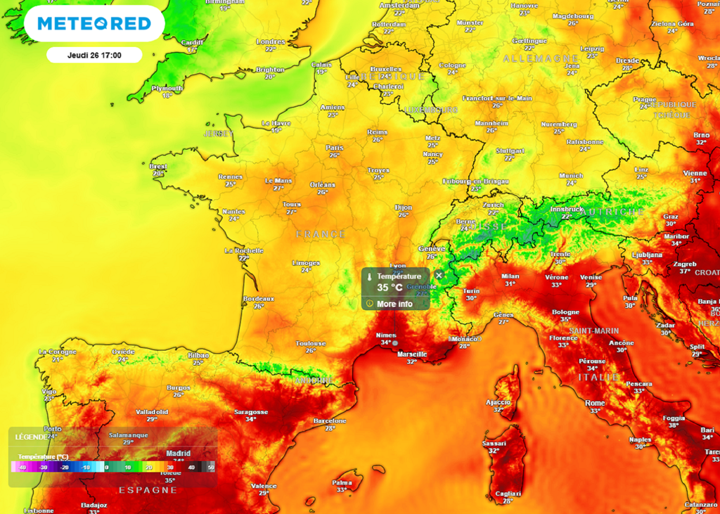 Jeudi après-midi, la chaleur demeurera forte uniquement dans le sud-est du pays.