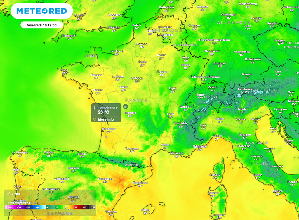 La douceur s'accentuera en fin de semaine avec des températures régulièrement supérieures à 20°C à l'ombre. La douceur s'accentuera en fin de semaine avec des températures régulièrement supérieures à 20°C à l'ombre.