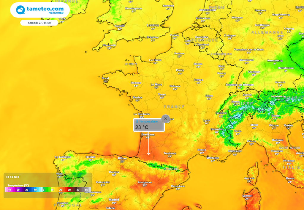 Si le week-end prochain s'annonce instable, la douceur fera son retour avec de nouveau plus de 20°C au sud. Si le week-end prochain s'annonce instable, la douceur fera son retour avec de nouveau plus de 20°C au sud.