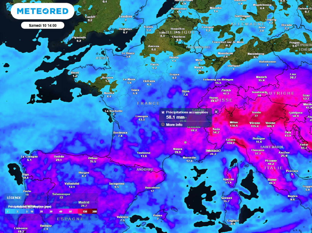 La semaine s'annonce instable dans la moitié sud avec des cumuls de précipitations parfois notables.