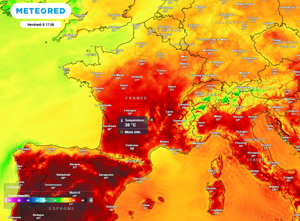 En fin de semaine, des pointes à près de 40°C sont modélisées localement dans le sud-ouest.