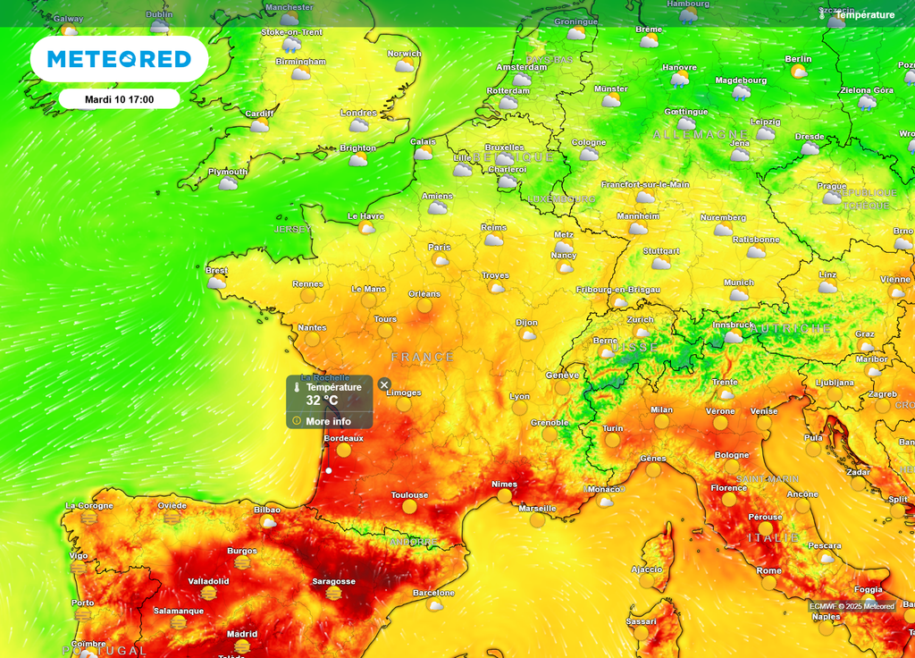 Températures mardi après-midi
