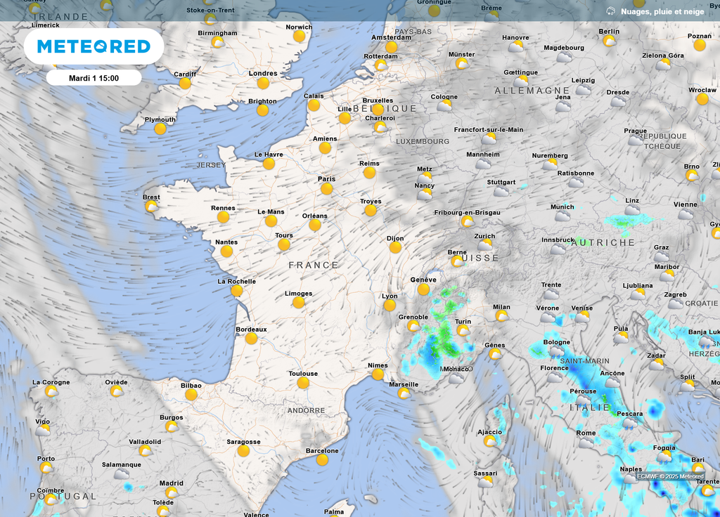 Nébulosité mardi après-midi Nébulosité mardi après-midi