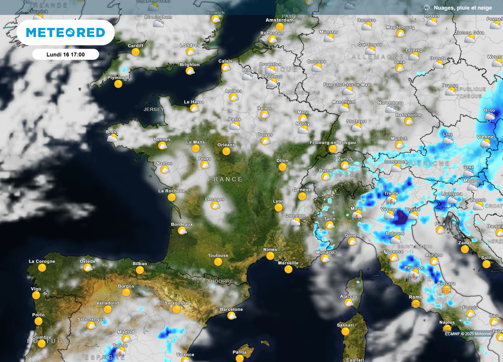 Nébulosité lundi après-midi Nébulosité lundi après-midi
