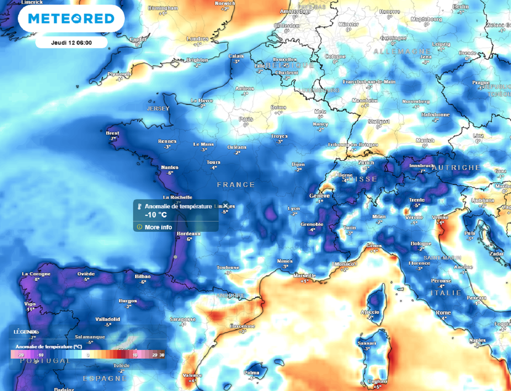 Les gelées seront localement marquées en milieu de semaine, avec des minimales se situant jusqu'à 10°C en dessous des normales.