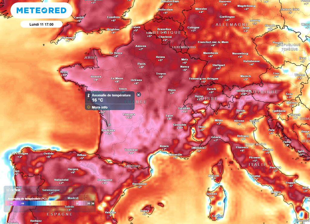 En début de semaine, le mercure se situera jusqu'à 16°C au-dessus des valeurs de saison. En début de semaine, le mercure se situera jusqu'à 16°C au-dessus des valeurs de saison.