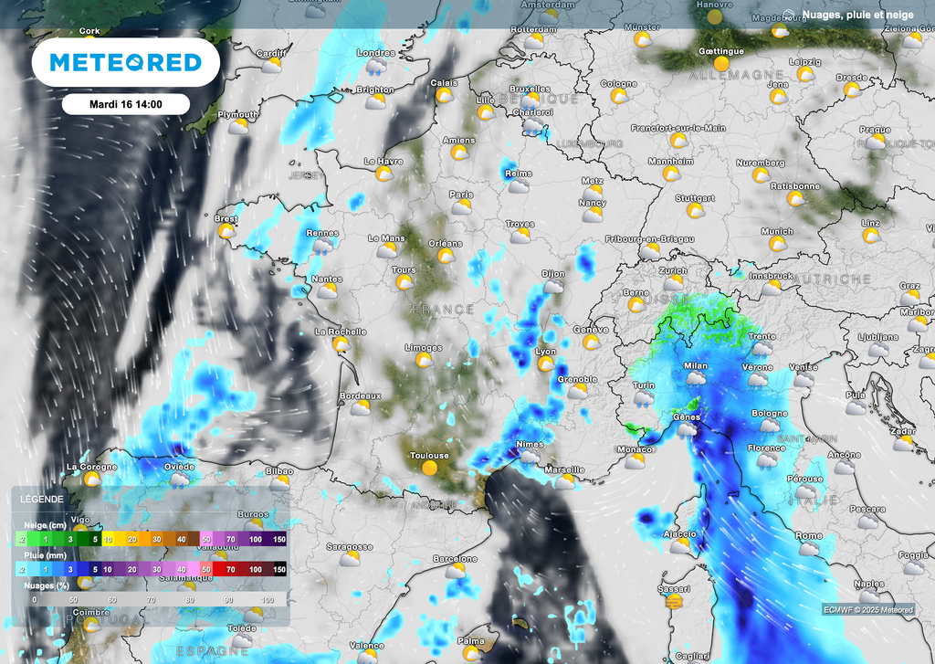 Des éclaircies et quelques ondées (pluies marquées dans le sud-est) pour mardi. Des éclaircies et quelques ondées (pluies marquées dans le sud-est) pour mardi.