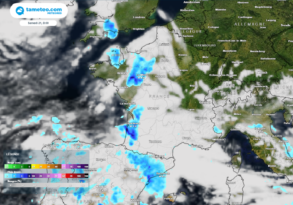Malgré une fiabilité plus limitée, le temps devrait se dégrader pour le prochain week-end en raison de la présence d'une goutte froide à proximité du pays. Malgré une fiabilité plus limitée, le temps devrait se dégrader pour le prochain week-end en raison de la présence d'une goutte froide à proximité du pays.