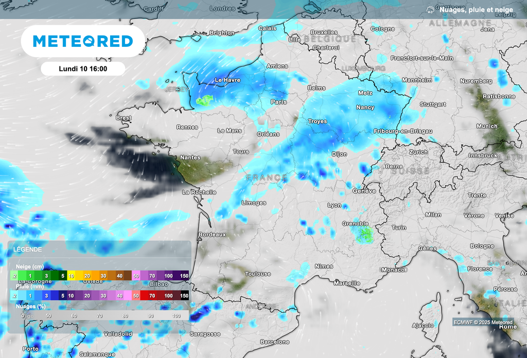 Risque de neige sur les collines du Boulonnais et de l'Artois en soirée.