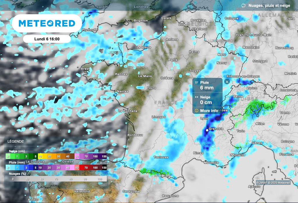 Les pluies glissent vers l'est de la France cet après-midi. Les pluies glissent vers l'est de la France cet après-midi.