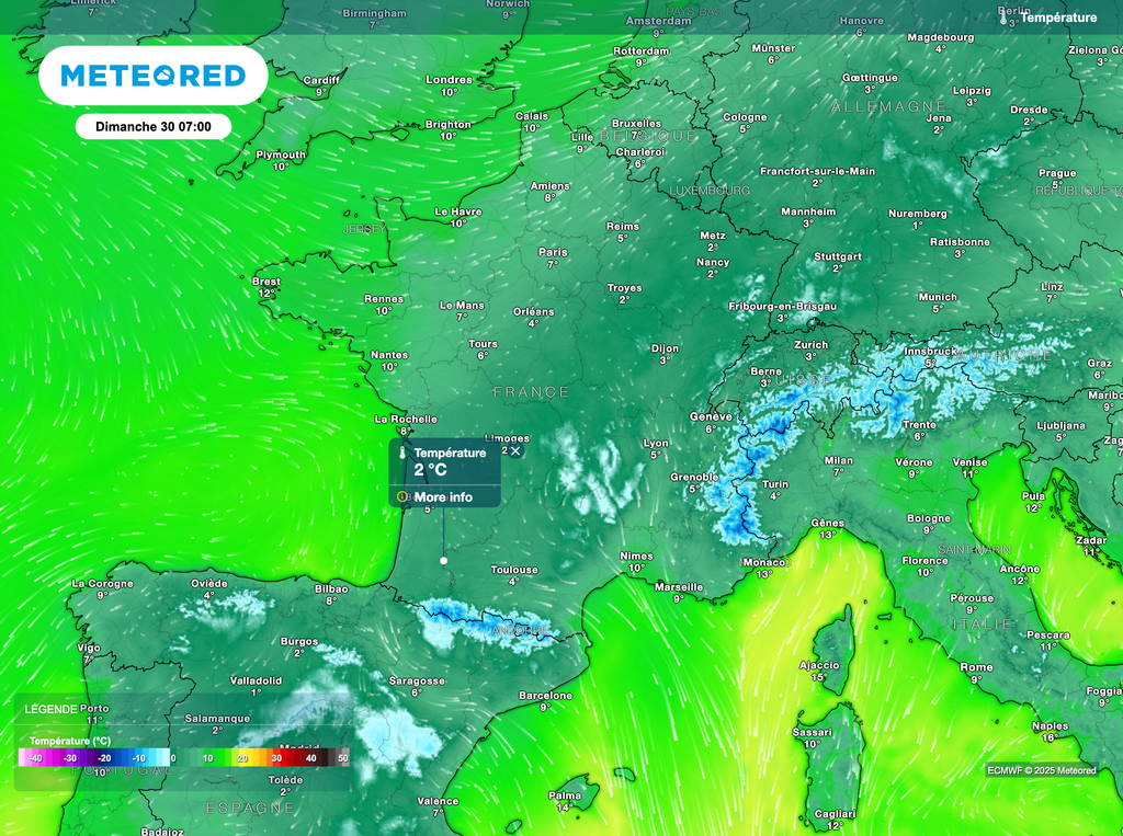 Localement, un peu de gel est possible ce dimanche matin sur un large axe sud-ouest / nord-est. Localement, un peu de gel est possible ce dimanche matin sur un large axe sud-ouest / nord-est.