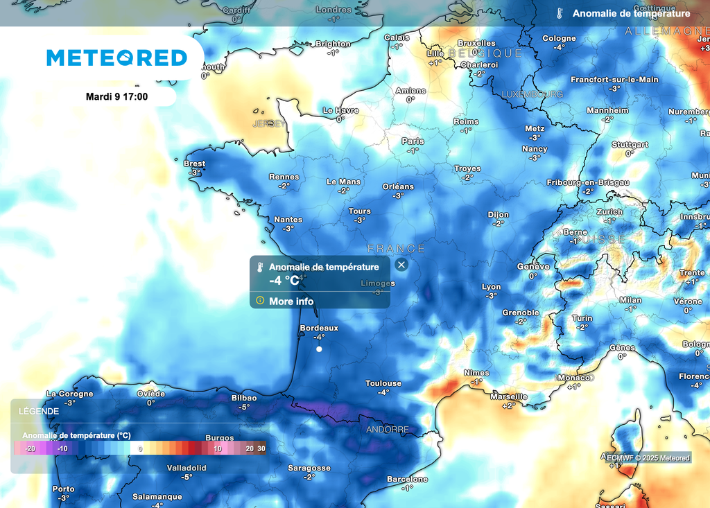 Températures sous les valeurs de saison.