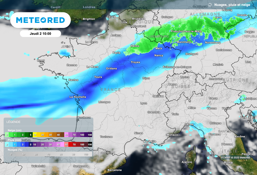Neige dans le nord-est du pays ce jeudi matin.