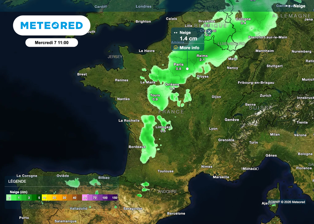 Des chutes de neige attendues mercredi à la mi-journée.