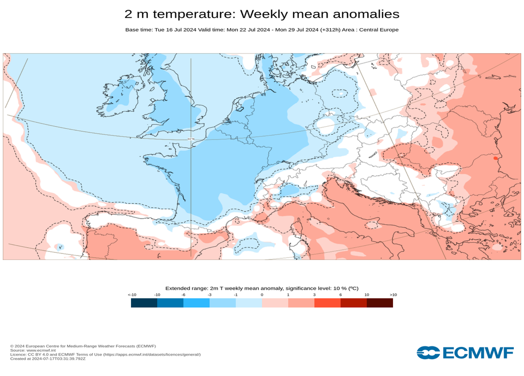 La semaine prochaine verra une baisse des températures en France. Carte via ECMWF. La semaine prochaine verra une baisse des températures en France. Carte via ECMWF.