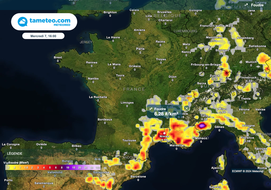 Des orages attendus mercredi entre le sud-ouest et le nord-est de la France.