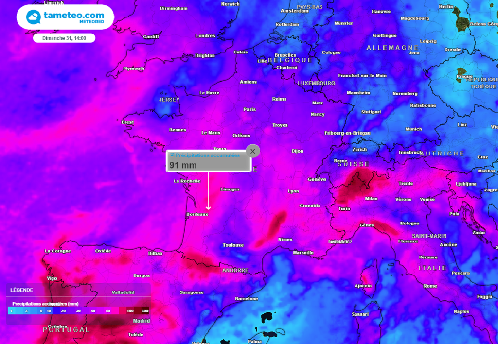 Si la neige tombera en abondance sur les relief, les quantités de pluies s'annoncent également importantes en plaine.