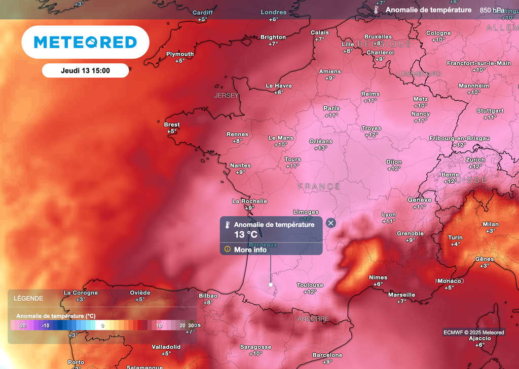 Températures toujours aussi anormalement élevées sur le pays demain après-midi.