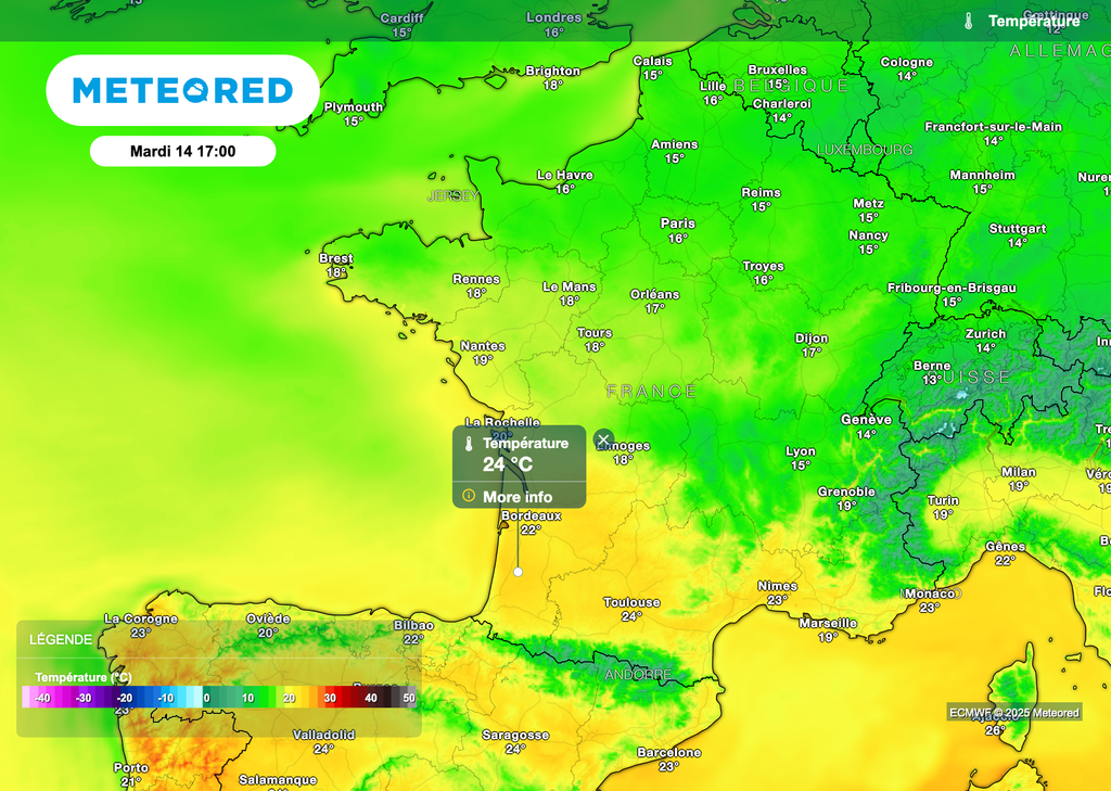 Toujours près de 25 degrés prévus mardi après-midi dans le sud-ouest de la France.