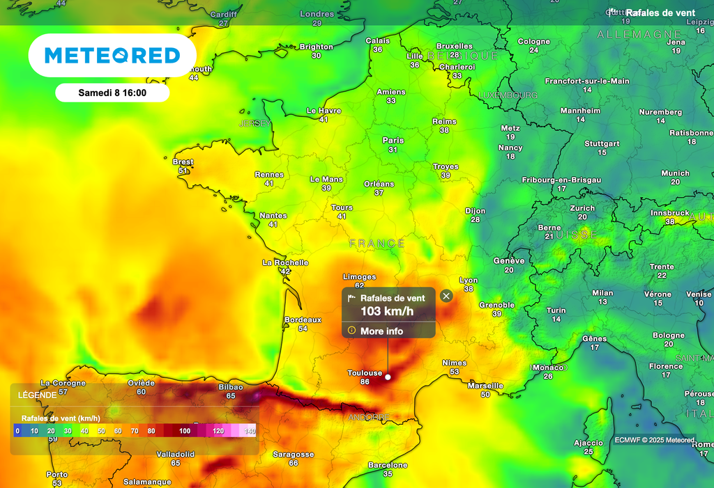 Très fortes rafales de vent samedi dans le sud de la France.