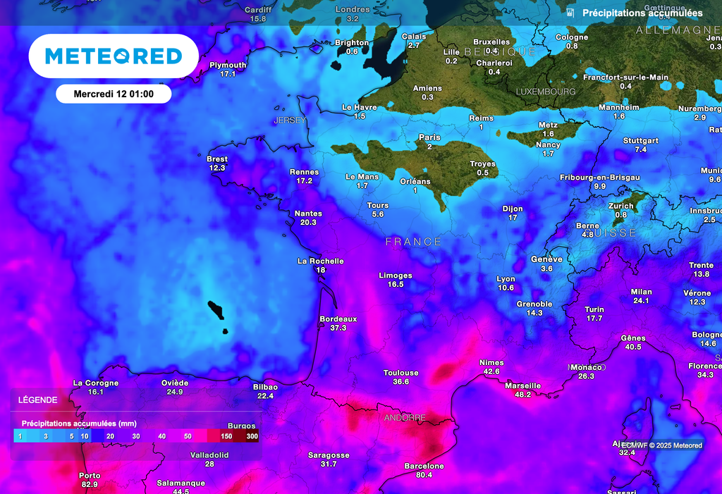 De fortes pluies attendues sur les Cévennes.