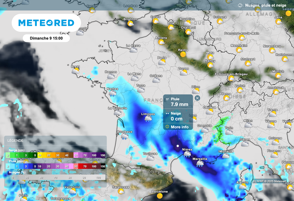 Météo pluvieuse dimanche en France dans de nombreuses régions.