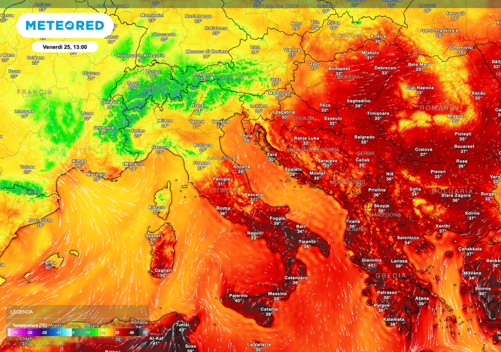 Venerdì 25: caldo africano al Centro-Sud