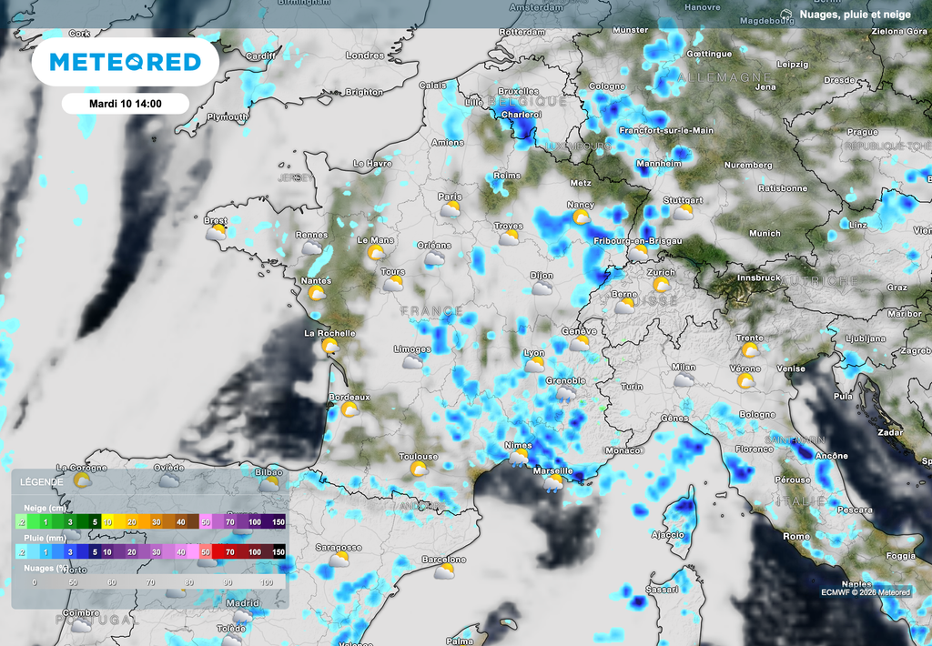 Des averses bien présentes mardi dans l'est du pays.