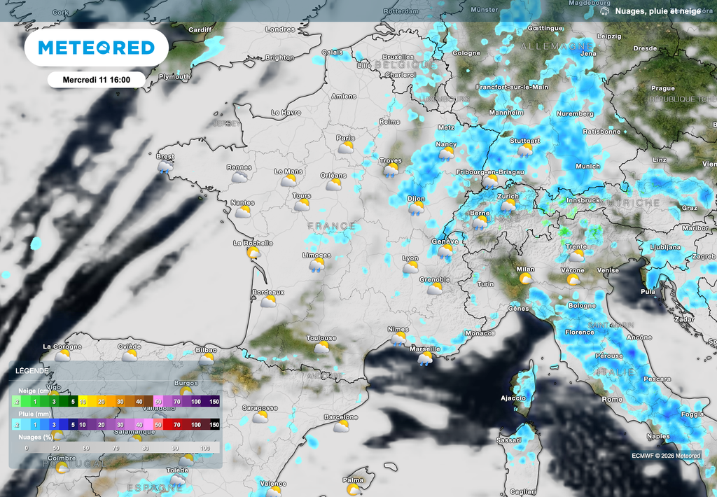 Le modèle européen opte pour une arrivée des perturbations plus actives en fin de semaine.