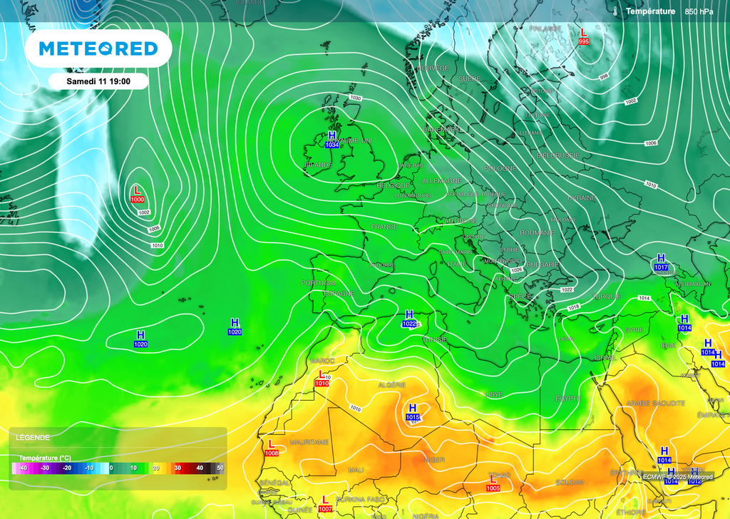 Les hautes pressions bloquent toute perturbation. Une météo calme voire ensoleillée selon la dissipation des grisailles. Les hautes pressions bloquent toute perturbation. Une météo calme voire ensoleillée selon la dissipation des grisailles.