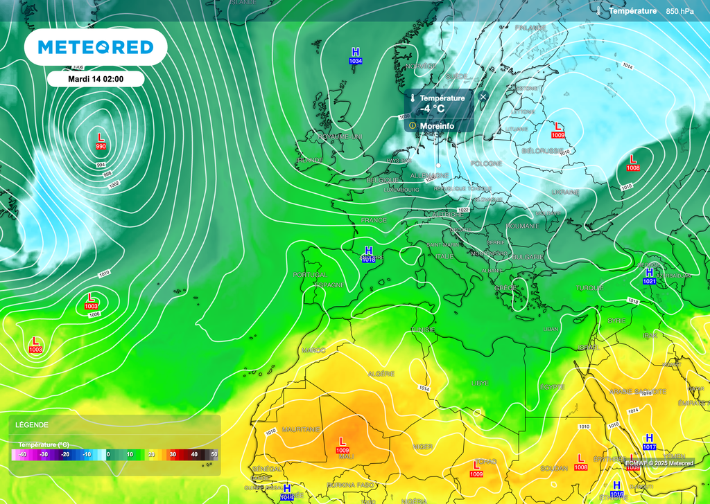 De l'air froid sera drainé vers la France en cours de semaine prochaine. De l'air froid sera drainé vers la France en cours de semaine prochaine.