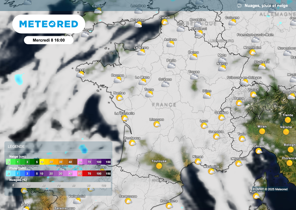 Soleil simplement voilé dans le sud de la France demain après-midi.
