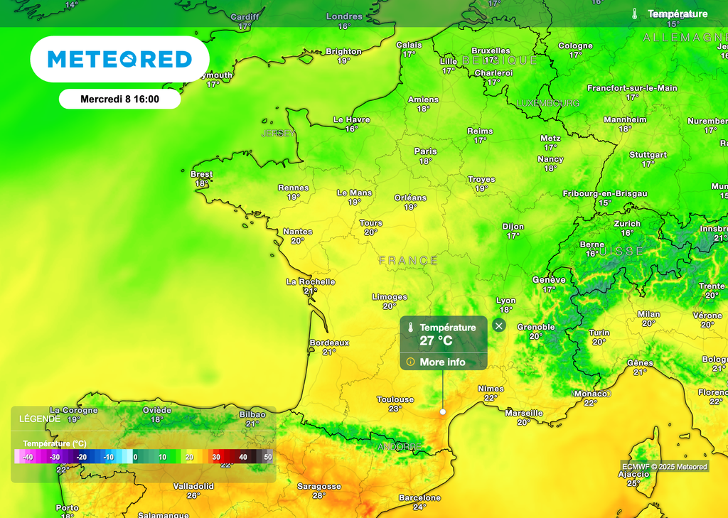 Jusqu'à 27 degrés dans l'Aude ce mercredi après-midi.