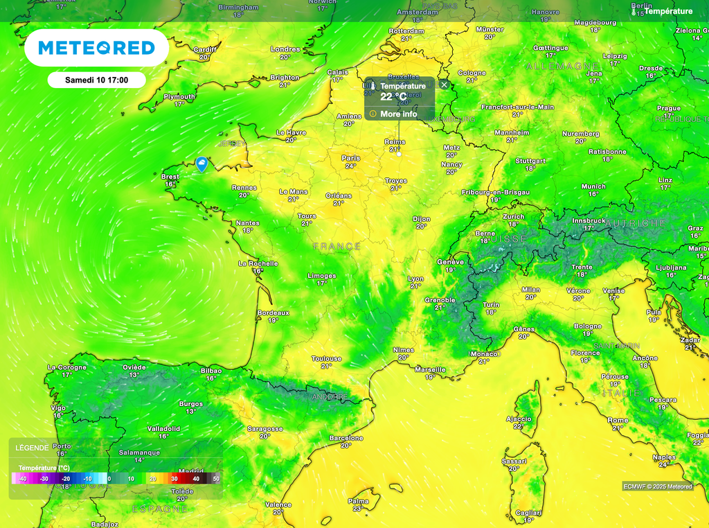 Pas de chaleur exception en région parisienne avec des maximales de l'ordre des 25 à 26°C à l'ombre samedi.