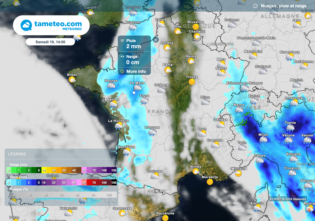 Météo pluvieuse ce samedi dans l'ouest. Météo pluvieuse ce samedi dans l'ouest.