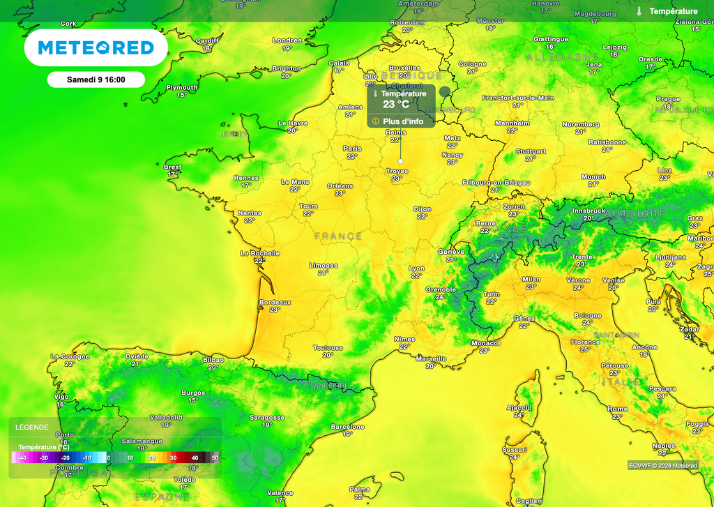 Une grande douceur pour le 9 mai en France voire localement un peu de chaleur (25°C).