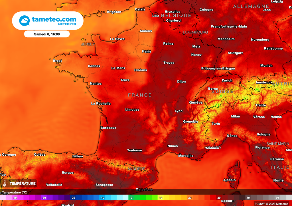 Temperature Map France Pr visions M t o France AJRATW
