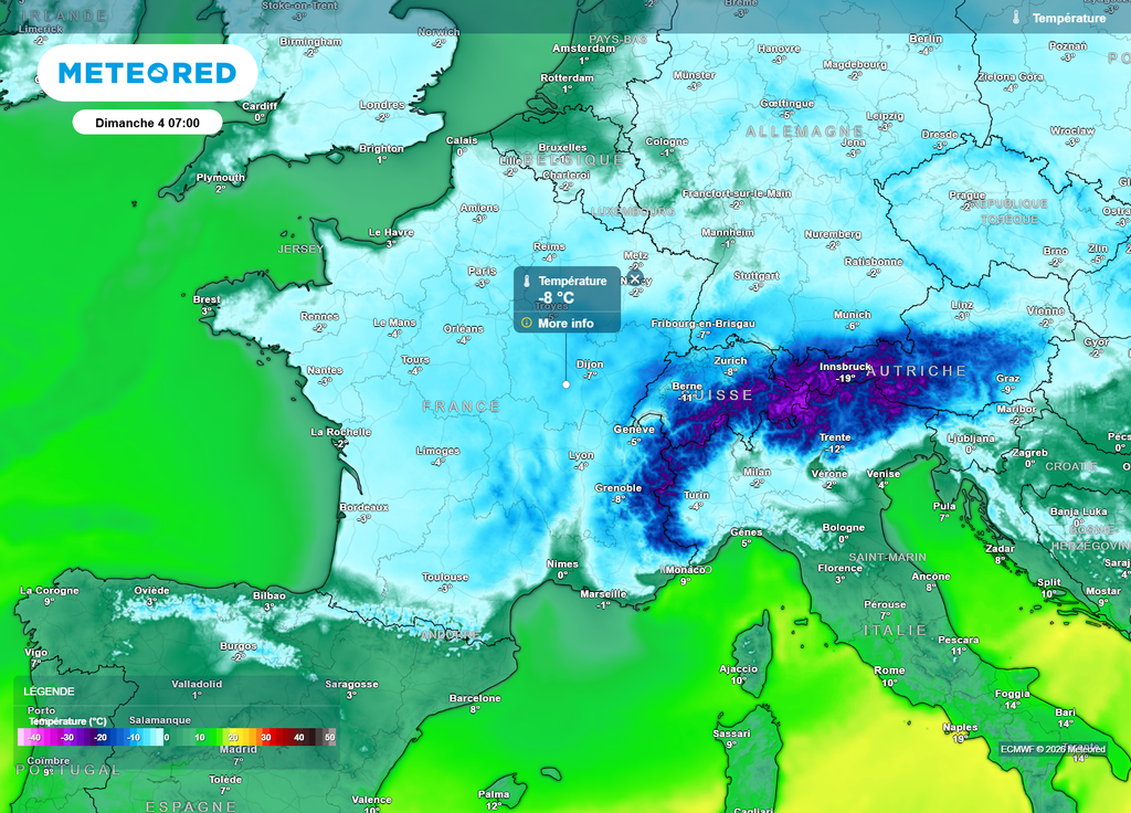Températures dimanche matin