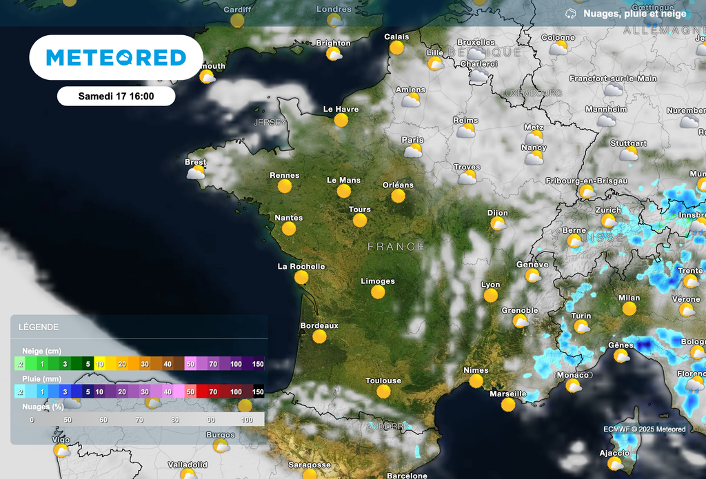 Risque orageux toujours possible demain entre les Alpes et la Corse. Risque orageux toujours possible demain entre les Alpes et la Corse.