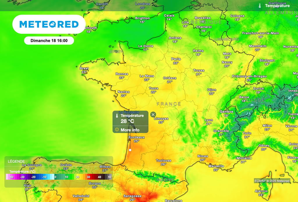 Températures estivales dans le sud-ouest de la France dimanche après-midi. Températures estivales dans le sud-ouest de la France dimanche après-midi.