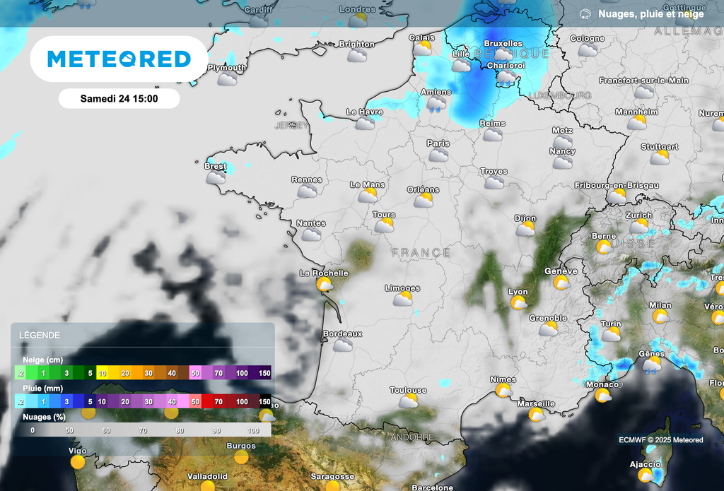 Quelques pluies samedi le long de la Manche et sur les Hauts-de-France. Quelques pluies samedi le long de la Manche et sur les Hauts-de-France.