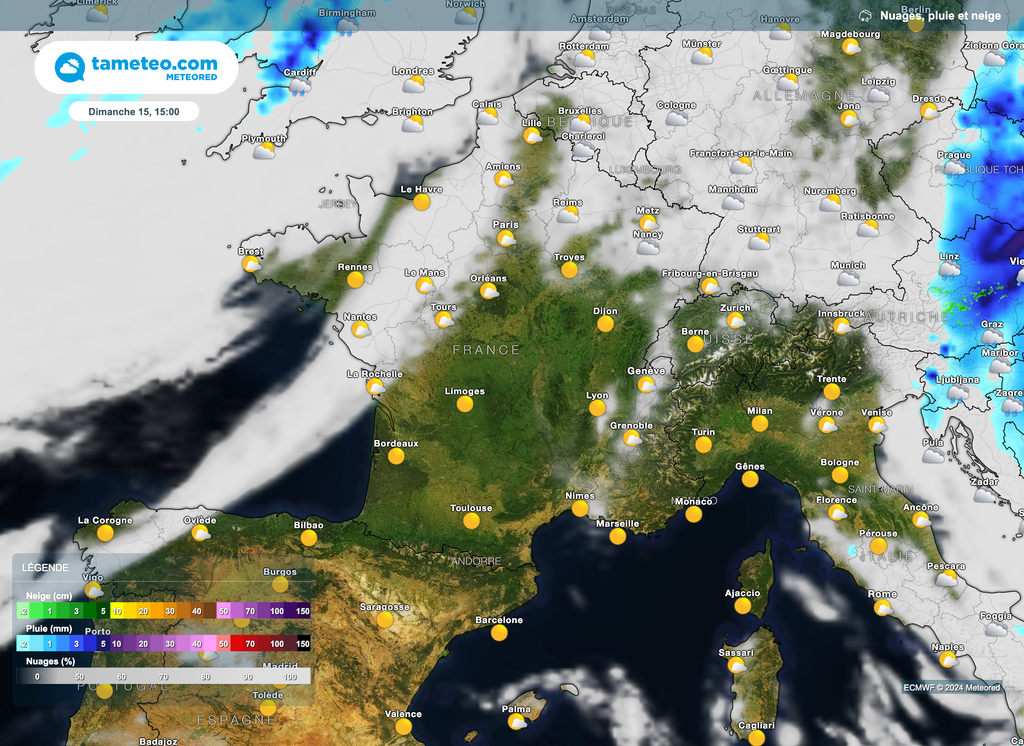 Les nuages pourront une nouvelle fois se présenter dans l'après-midi, surtout au nord et nord-ouest.