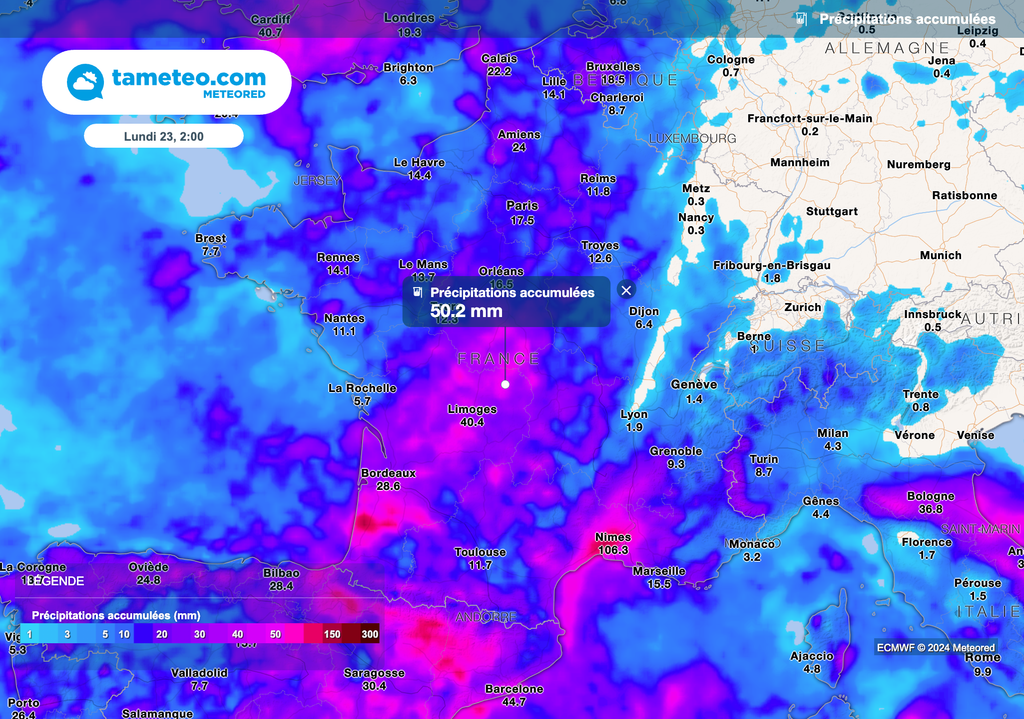 Des cumuls de pluie parfois importants attendus au cours des prochains jours. Des cumuls de pluie parfois importants attendus au cours des prochains jours.