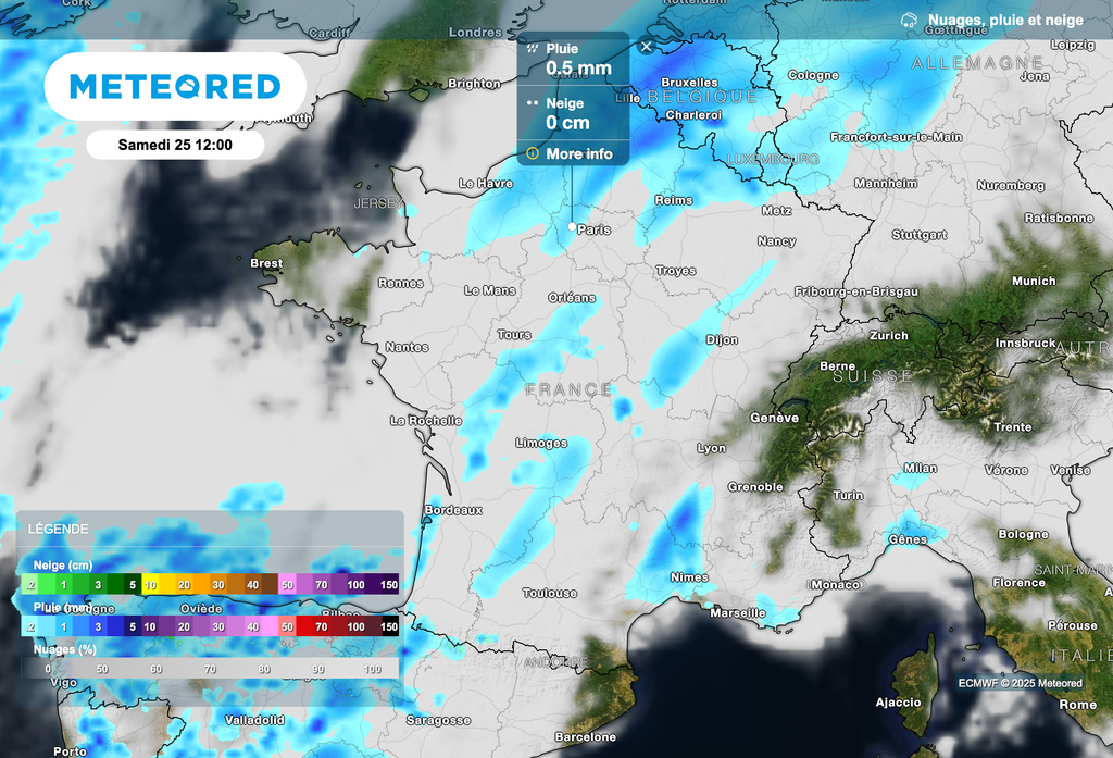 Météo perturbée samedi sur une grande partie de la France.